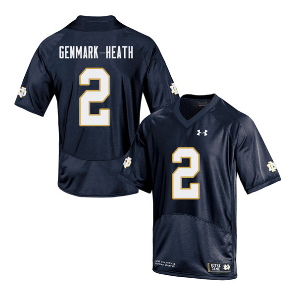 Men's NCAA Notre Dame Fighting Irish #2 Jordan Genmark-Heath Stitched College Under Armour Authentic Navy Big & Tall Football Jersey JZ10Y67SY